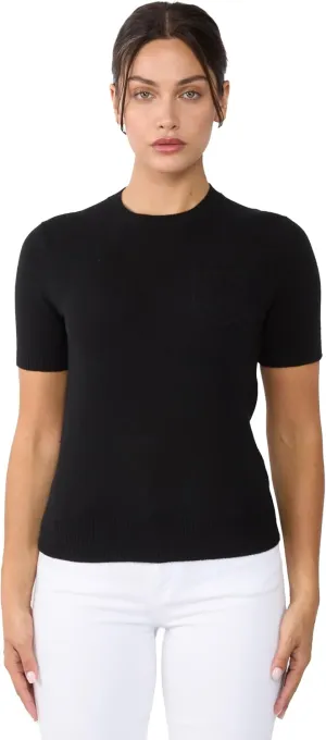 JENNIE LIU Womens 100% Cashmere Crewneck Short Sleeve Sweater