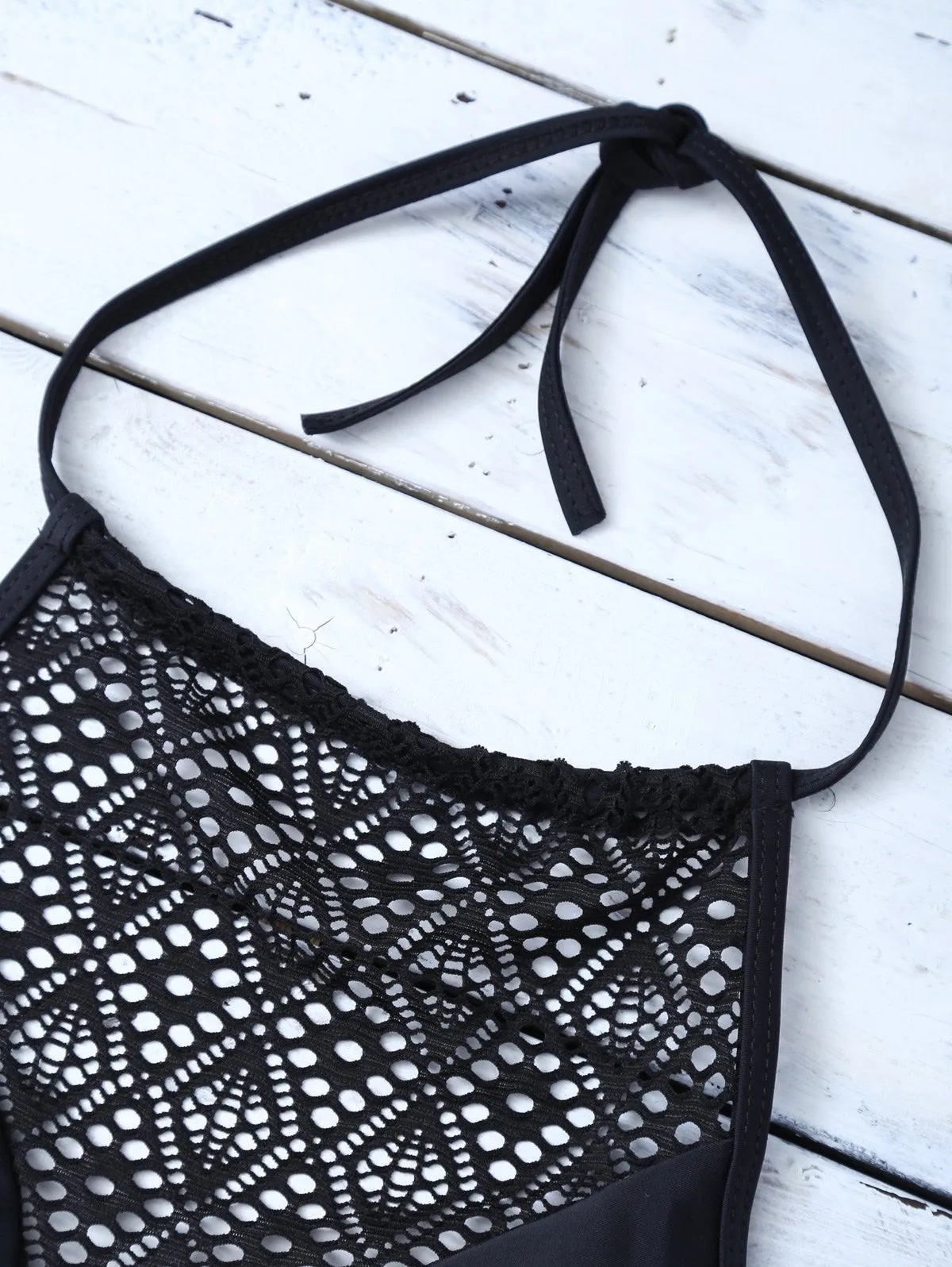 Lace Panel Cut Out Bikini Set