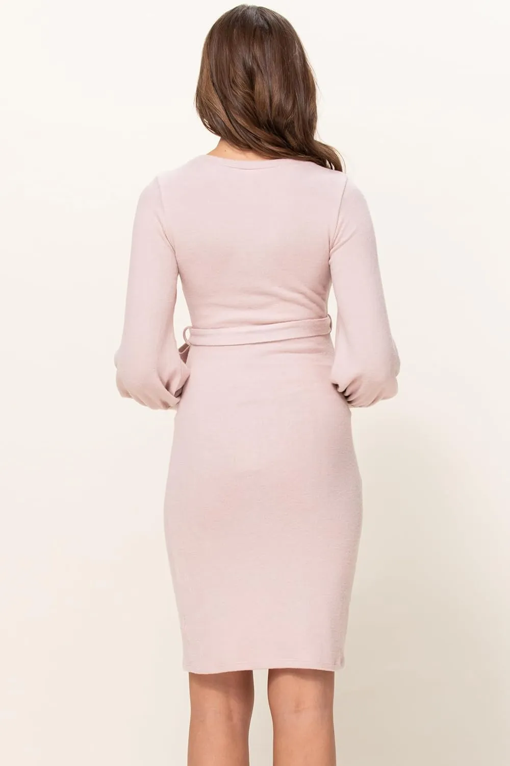 LaClef Womens Sweater Knit Maternity Dress with Belt