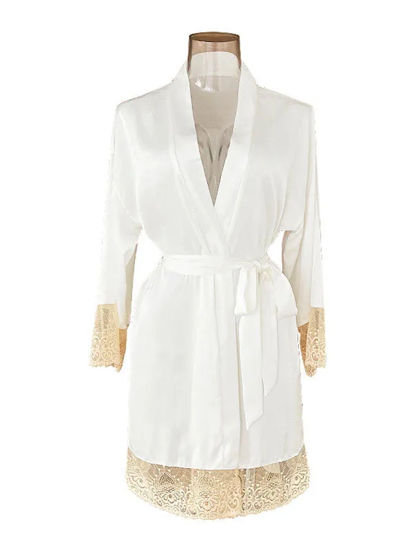 Long Sleeves Loose Comfortable Smooth Split-Joint Deep V-Neck Robes