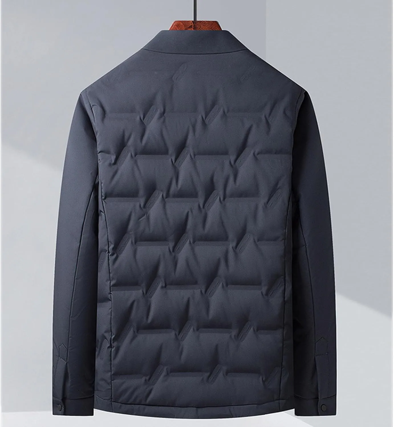 Men's Button Down Business Quilted Jacket Lightweight Windproof Down Padded Jacket Thermal Puffer Bomber Jackets