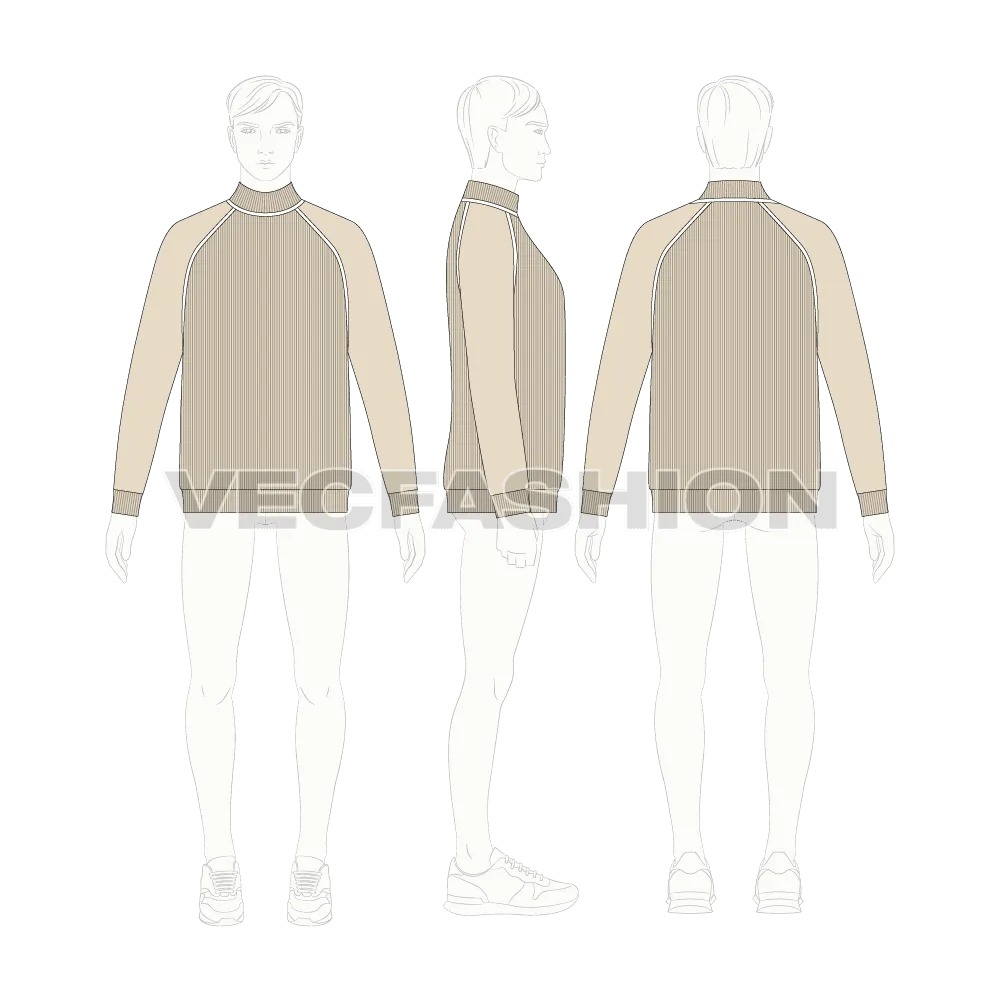 Mens Cashmere Roll neck Sweater Vector
