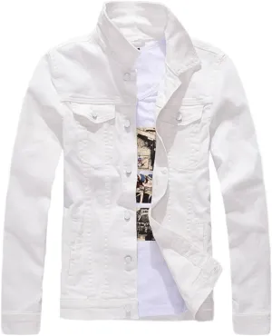Men`s Classic Slim Fit Motorcycle Denim Jacket Coat