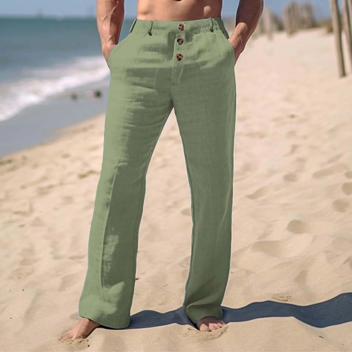Mens Palazzo Pants Solid Casual Dressy High Wasited Wide Leg Botton Pants Business Work Comfy Outfits with Pockets