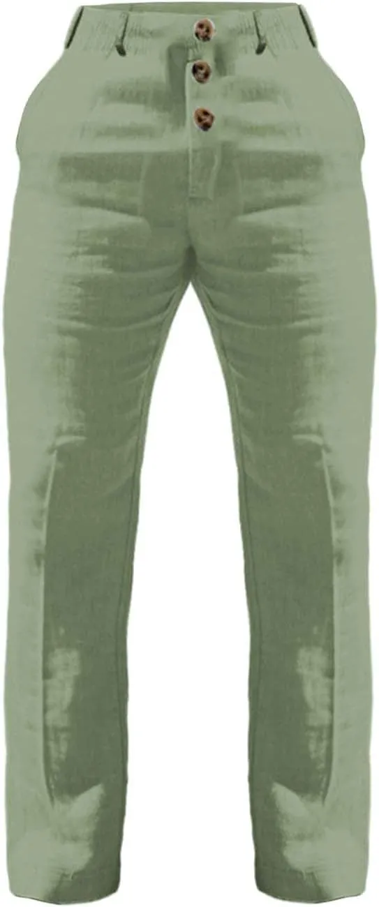 Mens Palazzo Pants Solid Casual Dressy High Wasited Wide Leg Botton Pants Business Work Comfy Outfits with Pockets