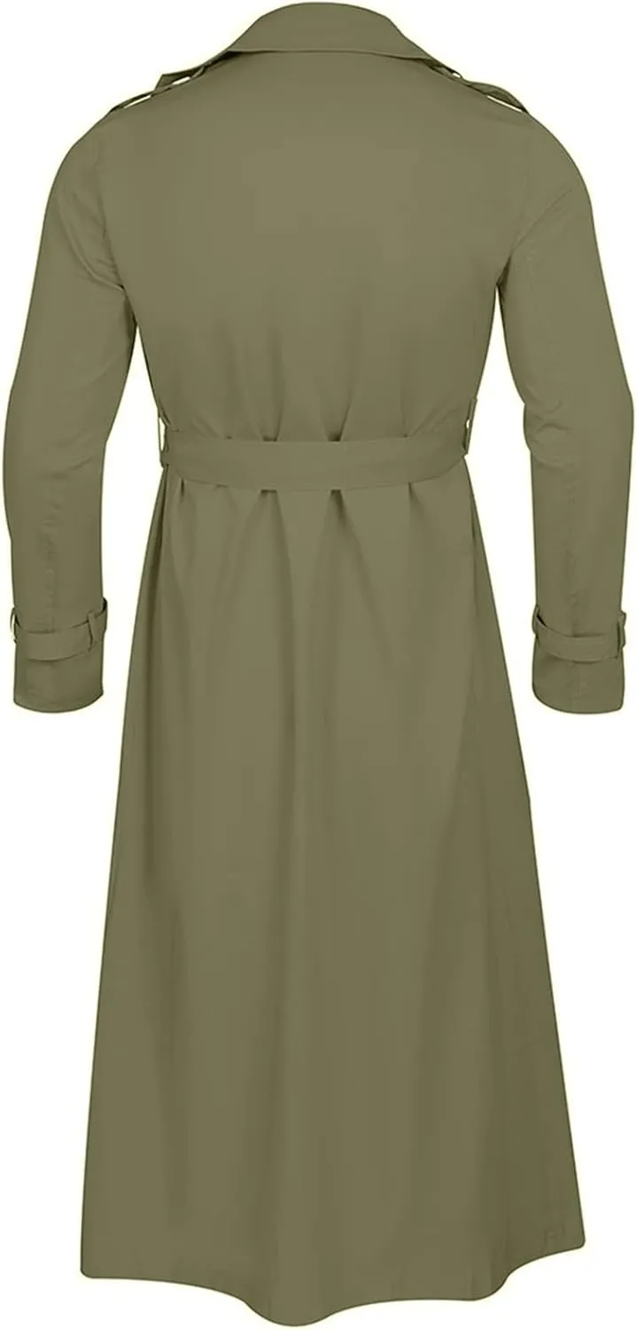 Mens Windbreaker Lightweight Jackets,Double Breasted Full Length Trench Coat Casual Lapel Oversized Long Overcoats
