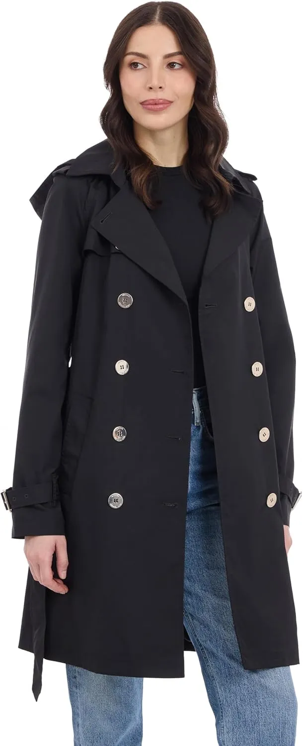 Michael Kors Women's Double Button Trenchcoat with Detachable Hood