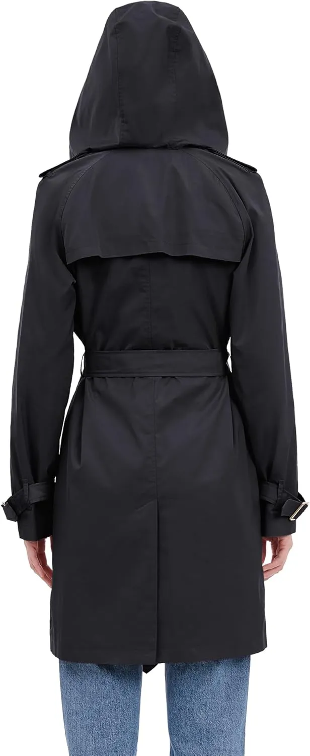 Michael Kors Women's Double Button Trenchcoat with Detachable Hood