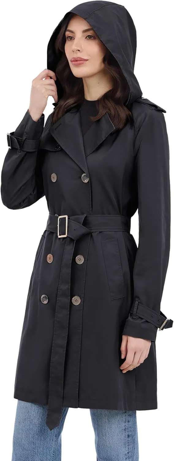 Michael Kors Women's Double Button Trenchcoat with Detachable Hood