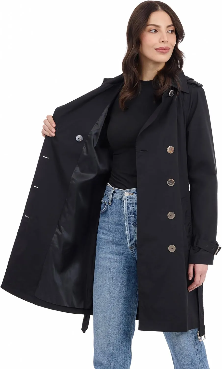 Michael Kors Women's Double Button Trenchcoat with Detachable Hood