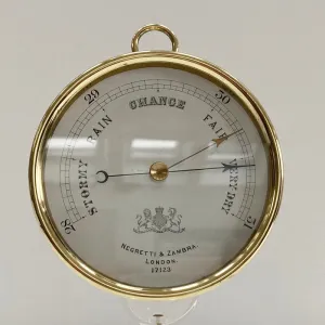 Mid Victorian Brass Cased Aneroid Barometer by Negretti & Zambra London