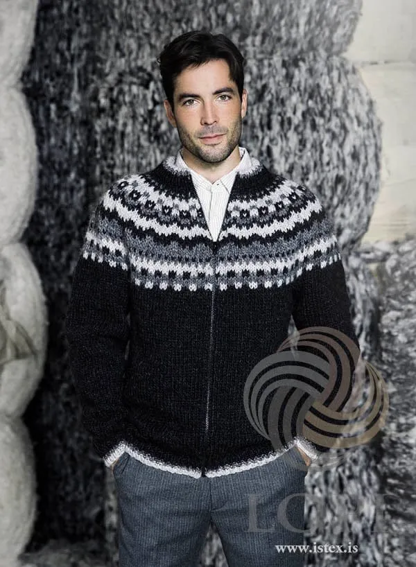 Moska  - Green Full Zipp Wool Cardigan Knitting Kit