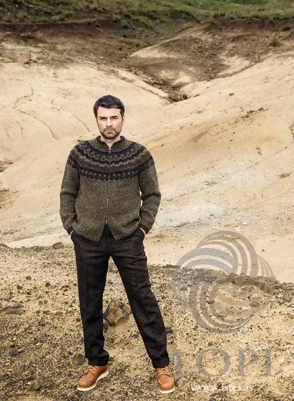 Moska  - Green Full Zipp Wool Cardigan Knitting Kit