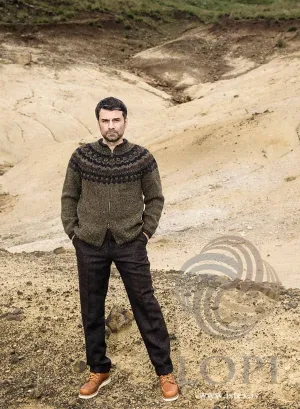Moska  - Green Full Zipp Wool Cardigan Knitting Kit