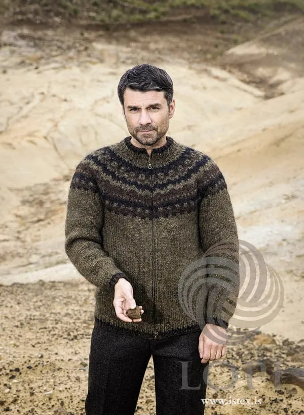Moska  - Green Full Zipp Wool Cardigan Knitting Kit