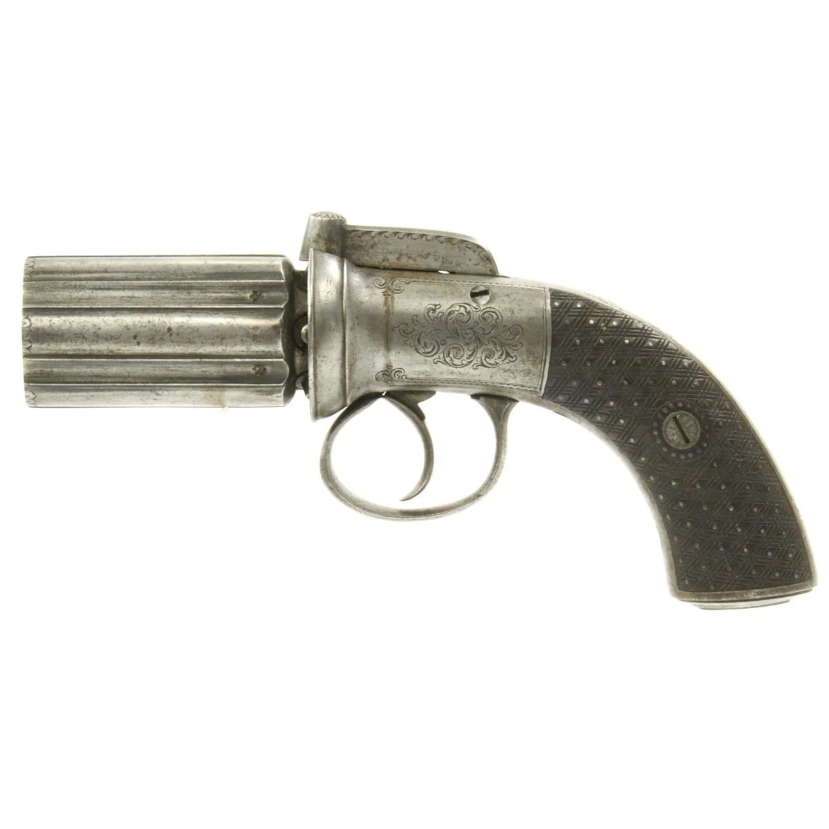 Original 19th Century British Pepperbox Double-Action Percussion Revolver circa 1835