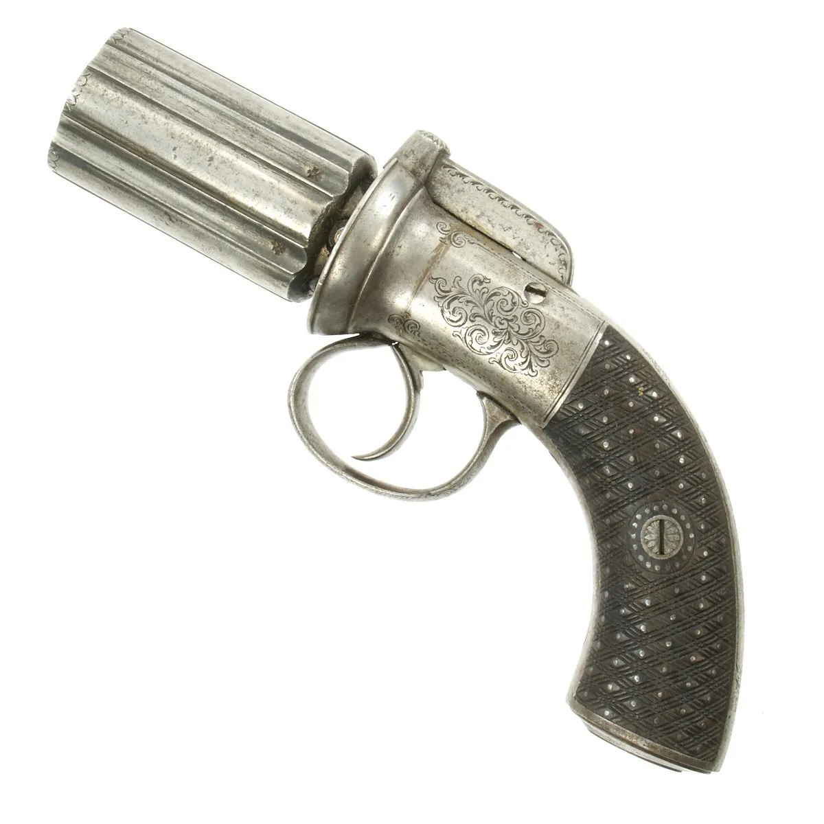 Original 19th Century British Pepperbox Double-Action Percussion Revolver circa 1835