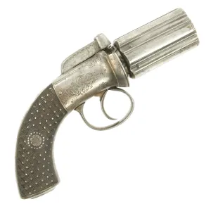 Original 19th Century British Pepperbox Double-Action Percussion Revolver circa 1835