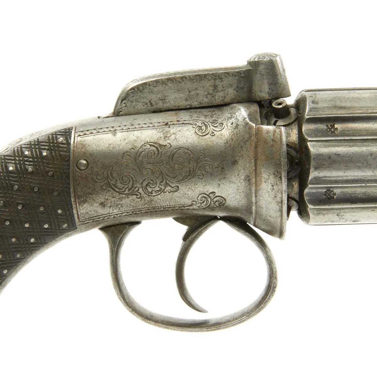 Original 19th Century British Pepperbox Double-Action Percussion Revolver circa 1835