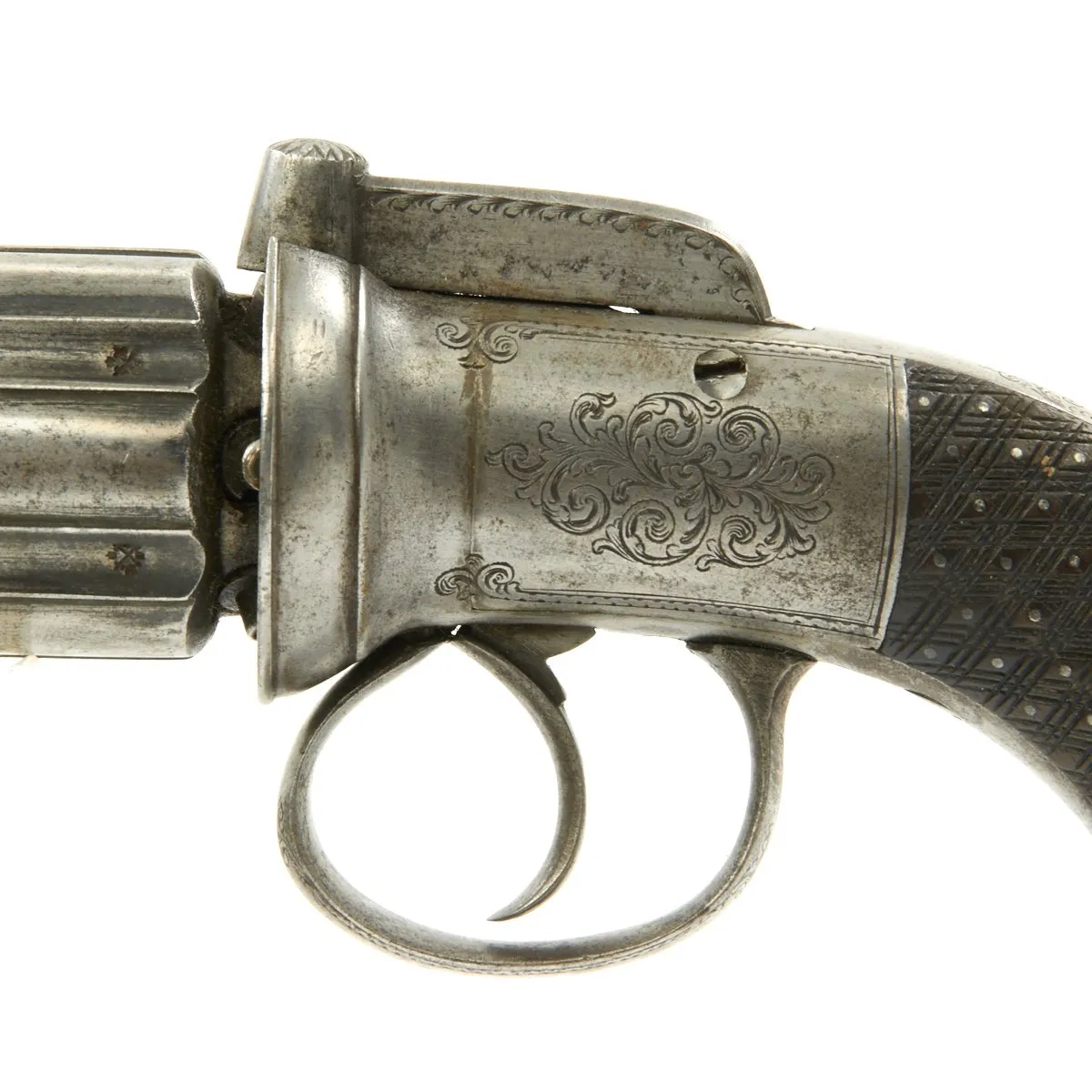 Original 19th Century British Pepperbox Double-Action Percussion Revolver circa 1835