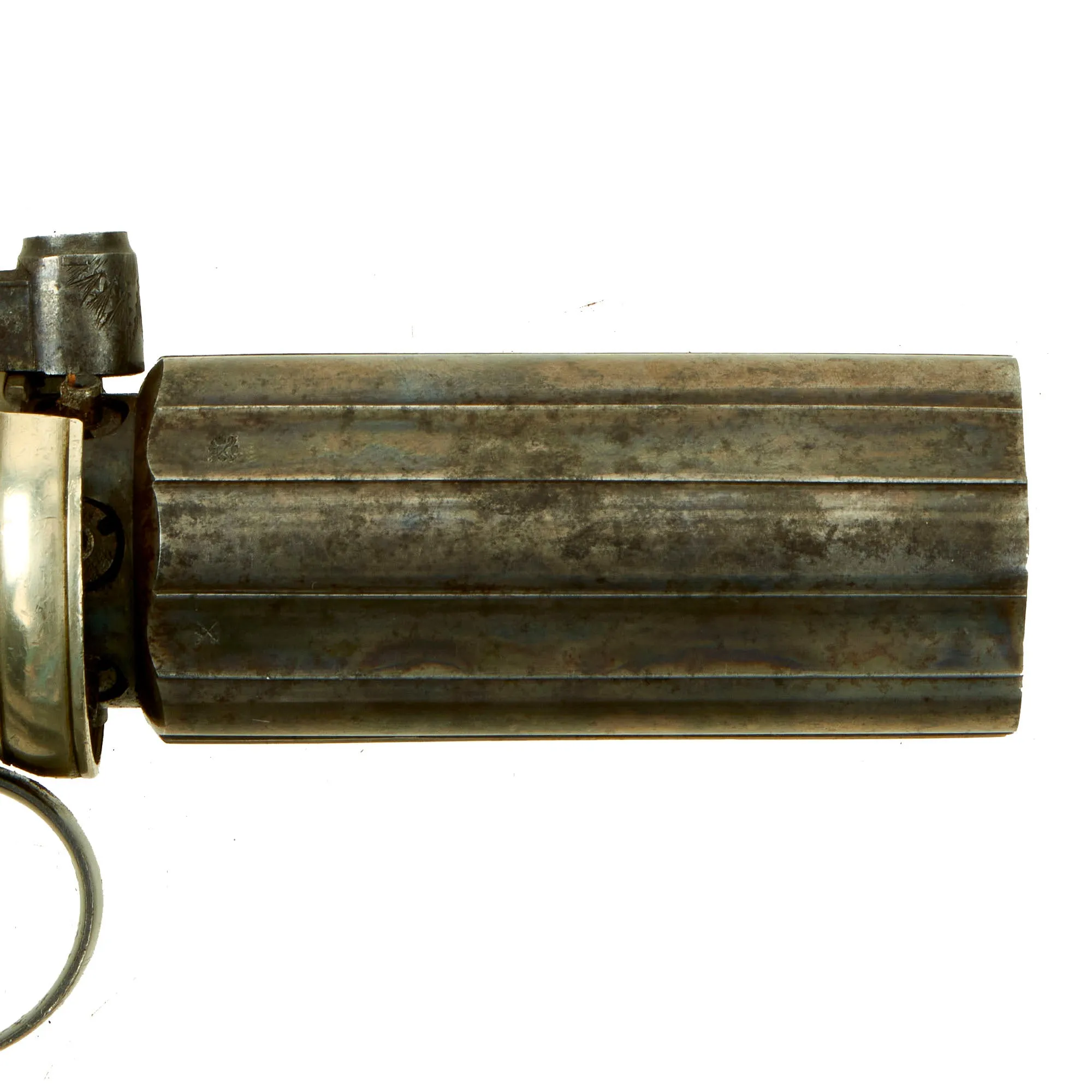 Original British Victorian Nickel Silver Framed Pepperbox Percussion Revolver with Birmingham Proofs - circa 1855