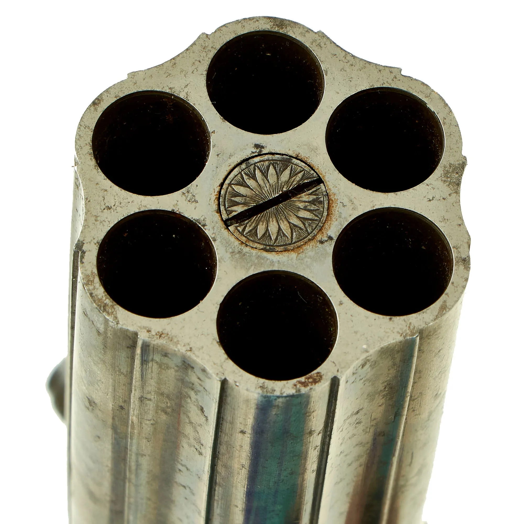 Original British Victorian Nickel Silver Framed Pepperbox Percussion Revolver with Birmingham Proofs - circa 1855
