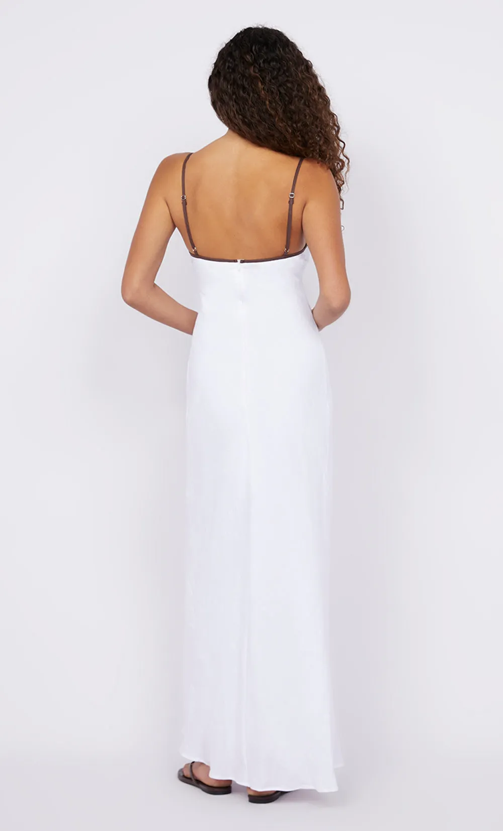 OTTILIE KEYHOLE DRESS - WHITE/CHOCOLATE
