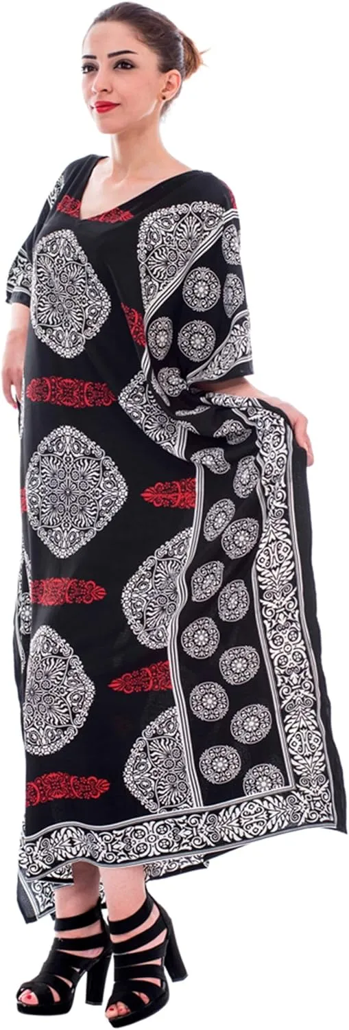Oussum Women Kaftan Plus Size Polyester Summer Caftan Cover Ups Maxi House Dress