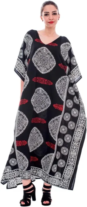 Oussum Women Kaftan Plus Size Polyester Summer Caftan Cover Ups Maxi House Dress