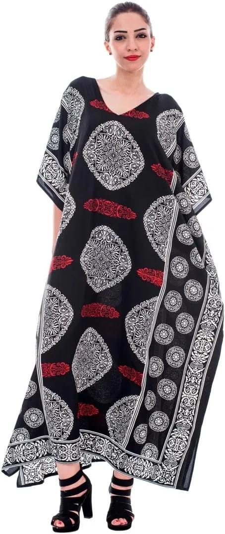 Oussum Women Kaftan Plus Size Polyester Summer Caftan Cover Ups Maxi House Dress