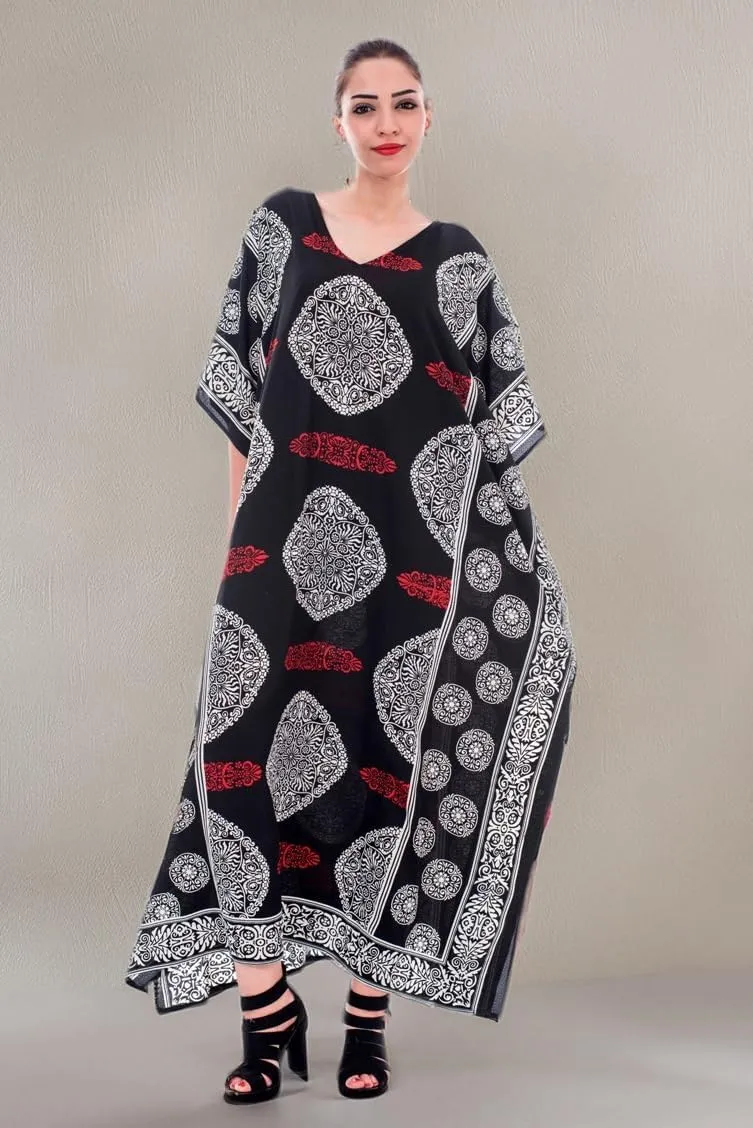 Oussum Women Kaftan Plus Size Polyester Summer Caftan Cover Ups Maxi House Dress