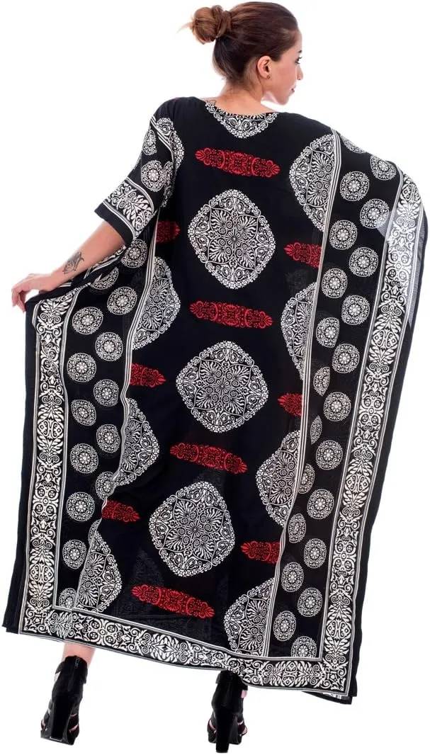 Oussum Women Kaftan Plus Size Polyester Summer Caftan Cover Ups Maxi House Dress