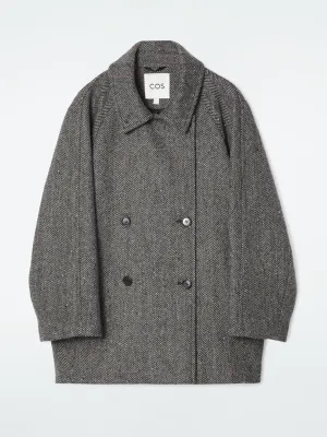 Oversized double-breasted wool peacoat