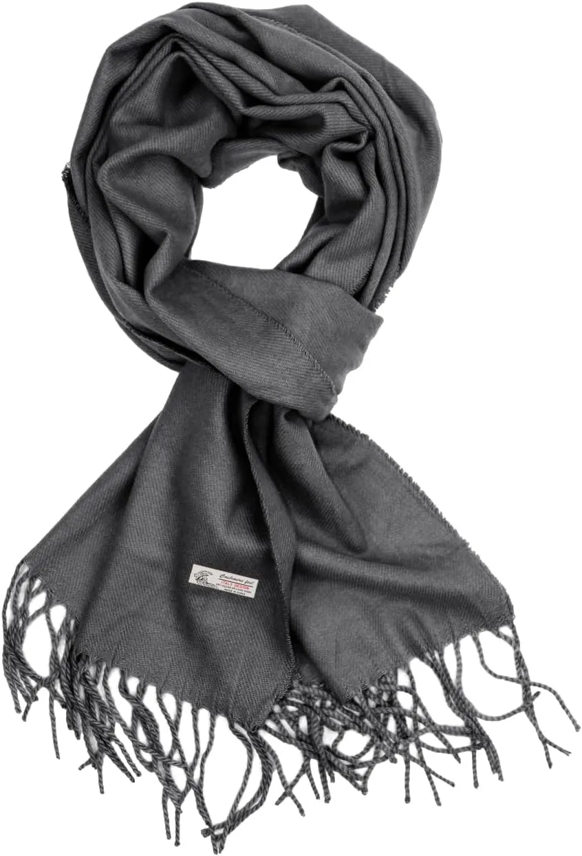 Plain Solid Color Cashmere Feel Classic Soft Luxurious Winter Scarf For Men Women