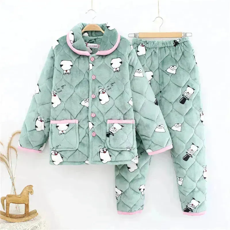 Plus Velvet Coral Winter Outfit Can Be Worn Outside Winter and Autumn  pajamas and Sleepwear Loungewear