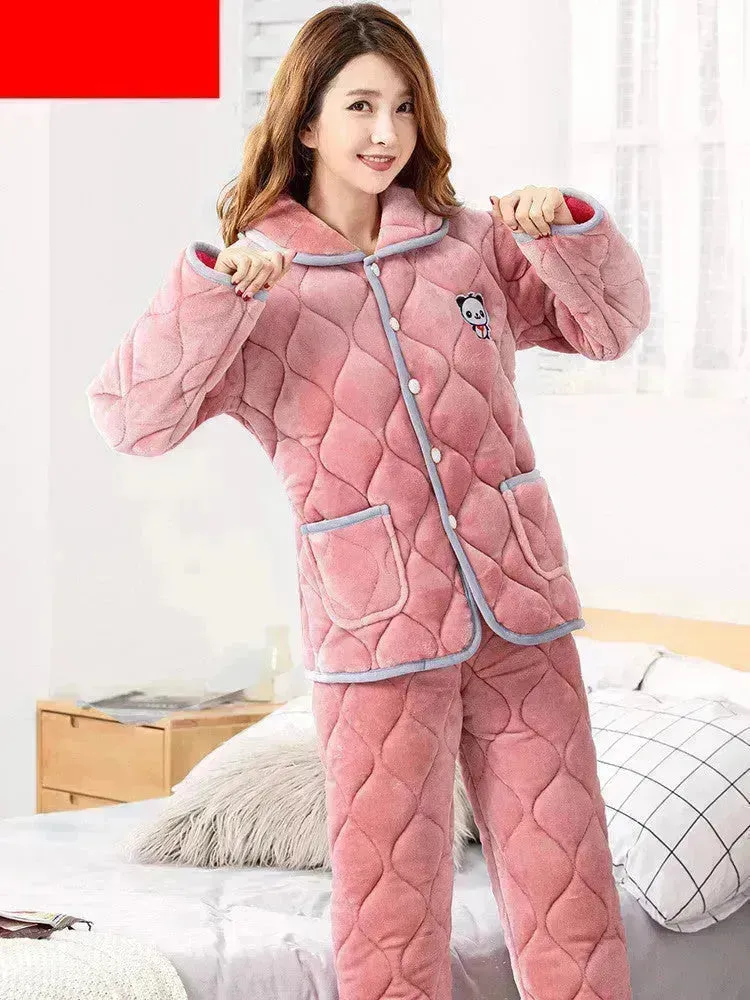 Plus Velvet Coral Winter Outfit Can Be Worn Outside Winter and Autumn  pajamas and Sleepwear Loungewear
