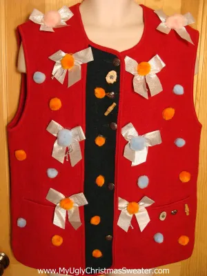 Red Christmas Sweater Vest with Bows