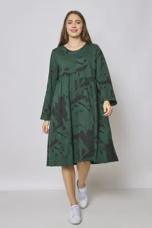 Robe mi-longue asymétrique à motifs aigle
