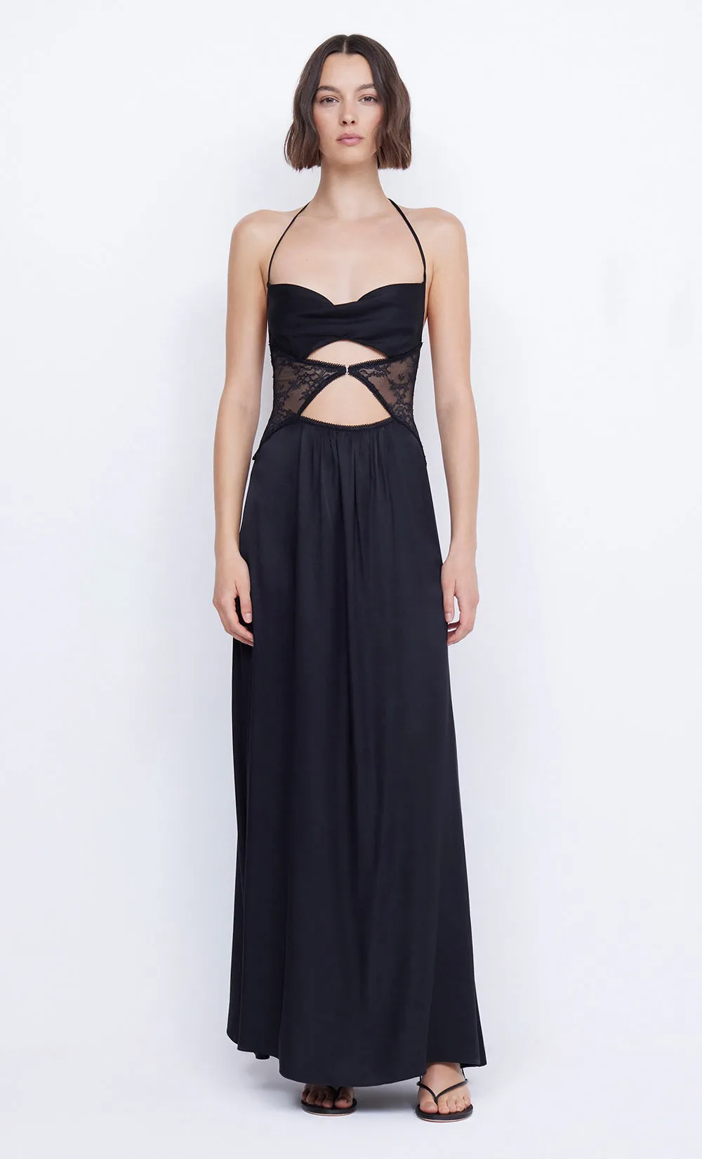 SANTAL HALTER MAXI DRESS - BLACK