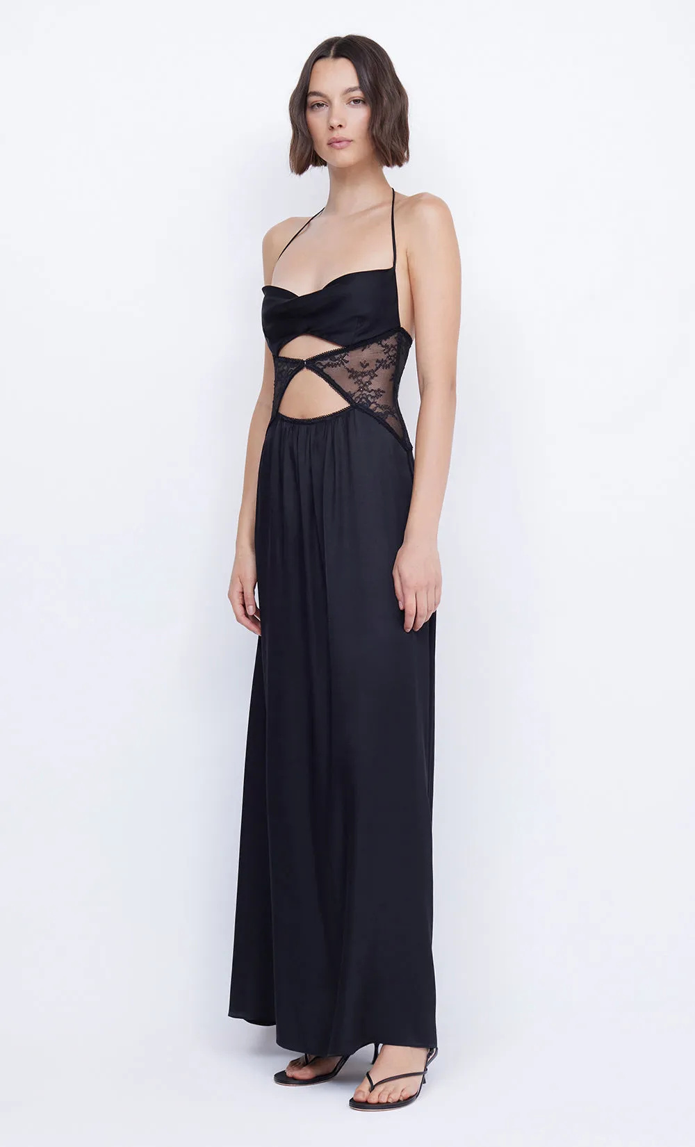 SANTAL HALTER MAXI DRESS - BLACK