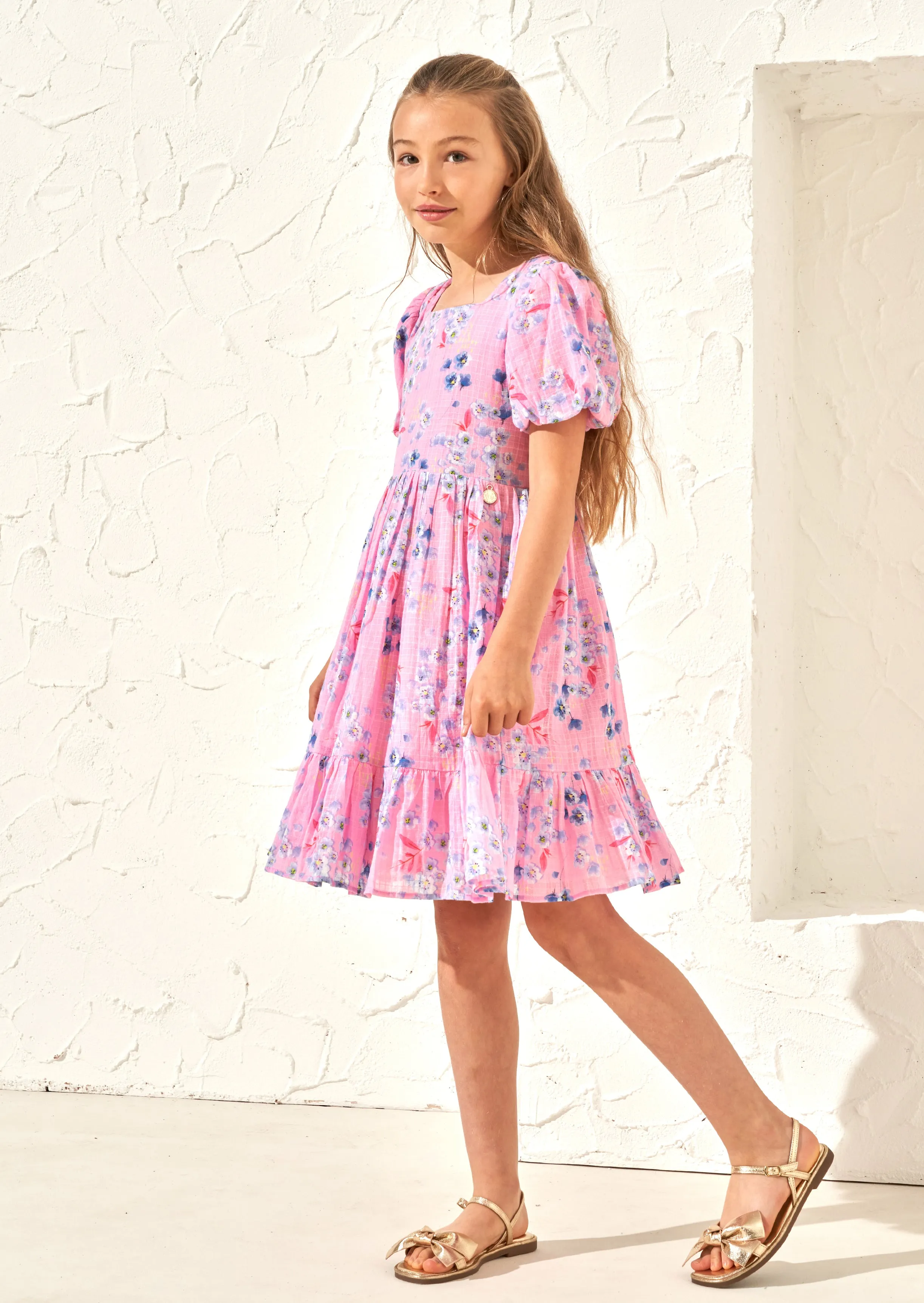 Simone Pink Textured Print Dress