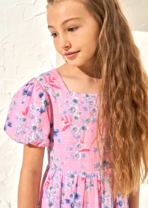 Simone Pink Textured Print Dress