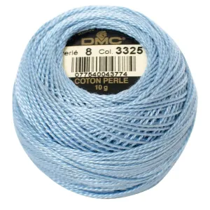 Size 8 Pearl Cotton Ball in Color 3325 ~ Light Baby Blue
