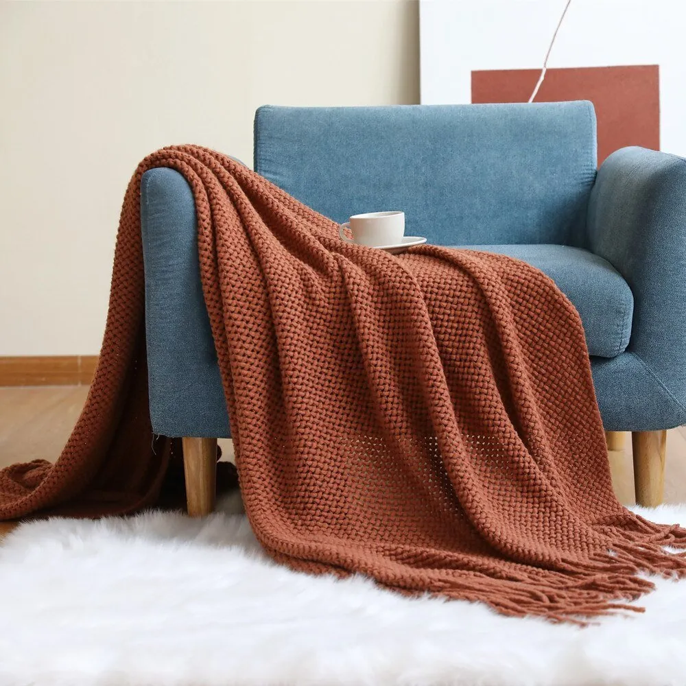 Sofa Blanket Knitted Shawl in Solid Color