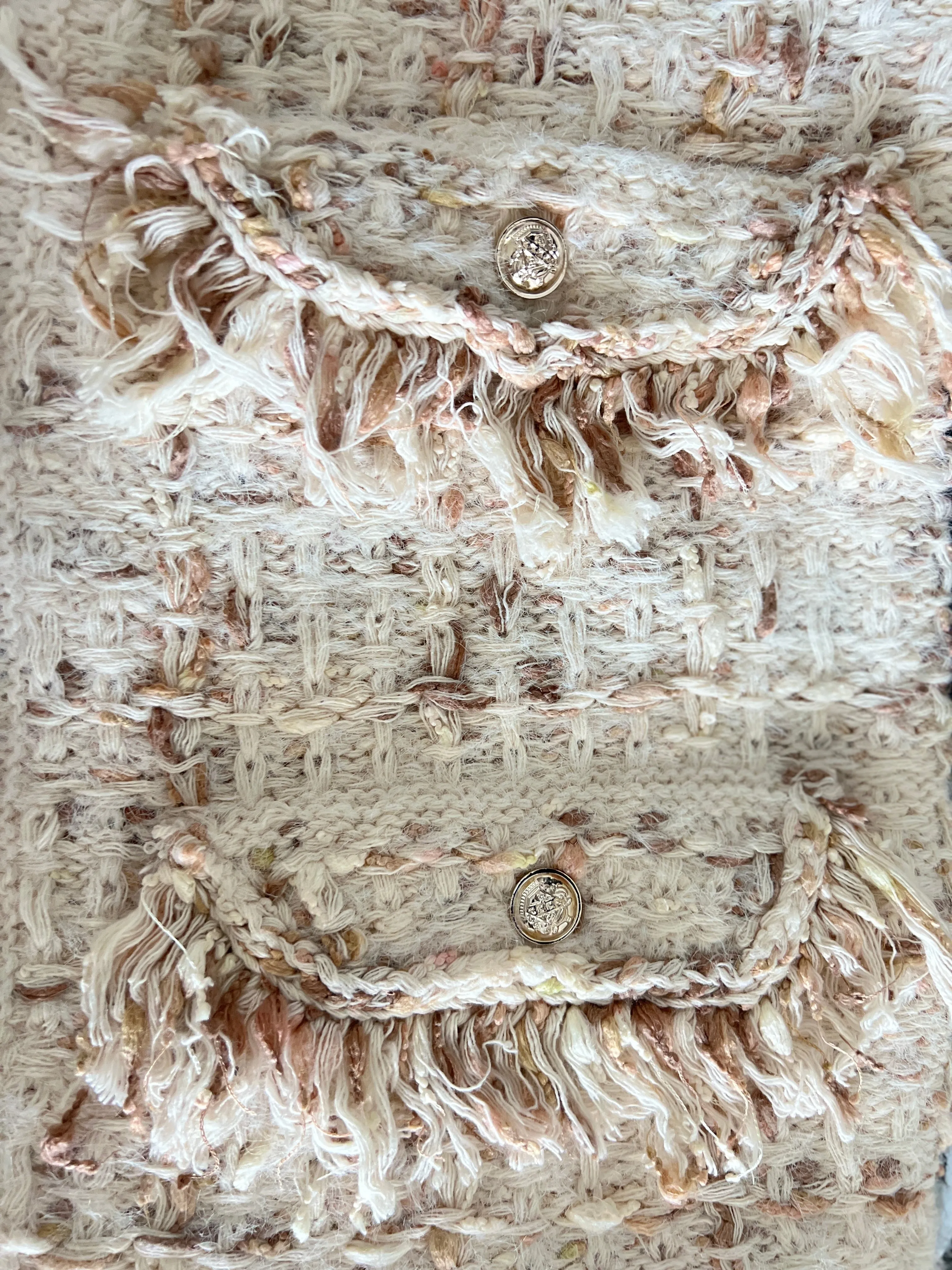 Sweater knit Tweed Jacket (Cream.Beige)