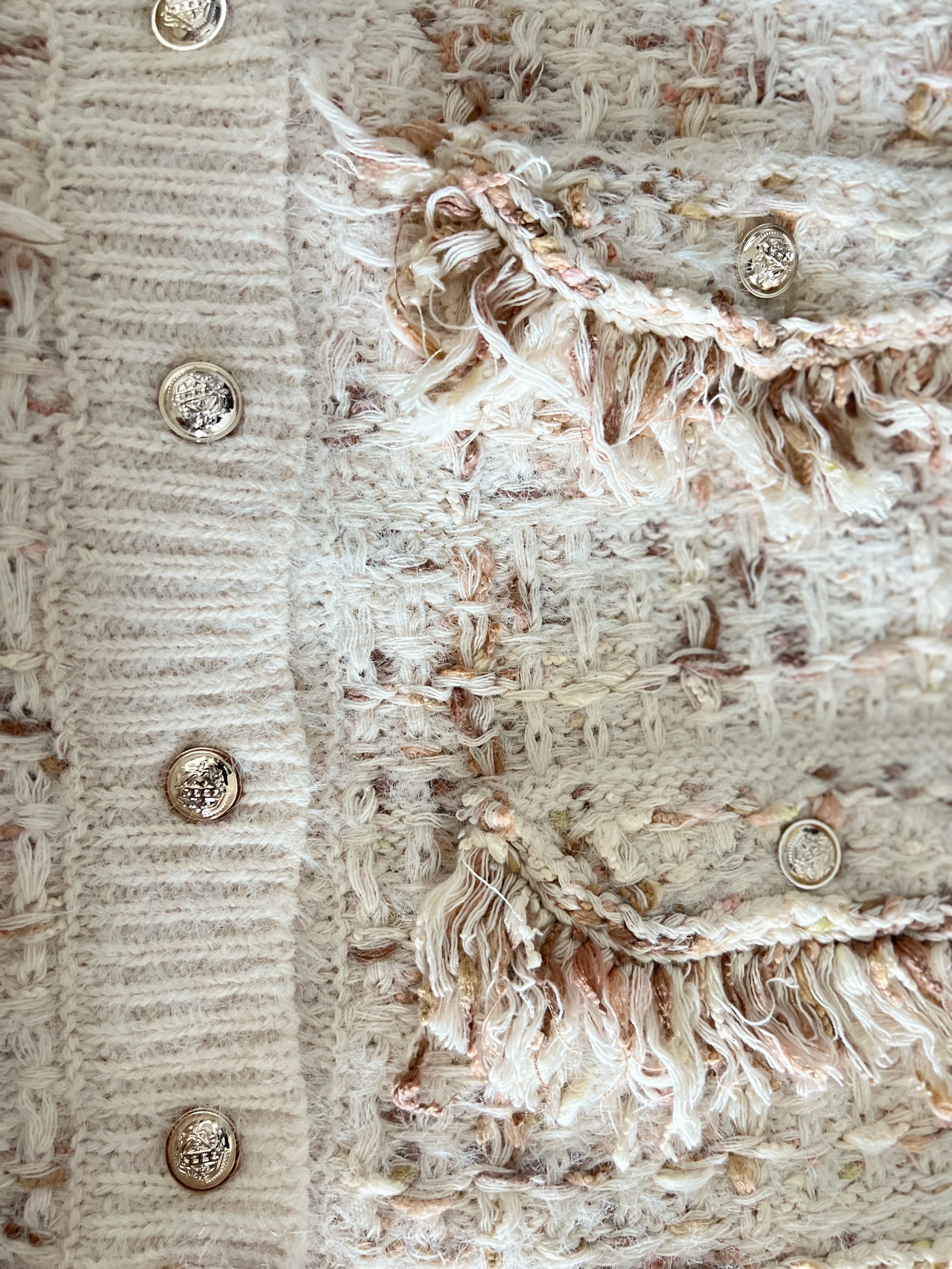 Sweater knit Tweed Jacket (Cream.Beige)