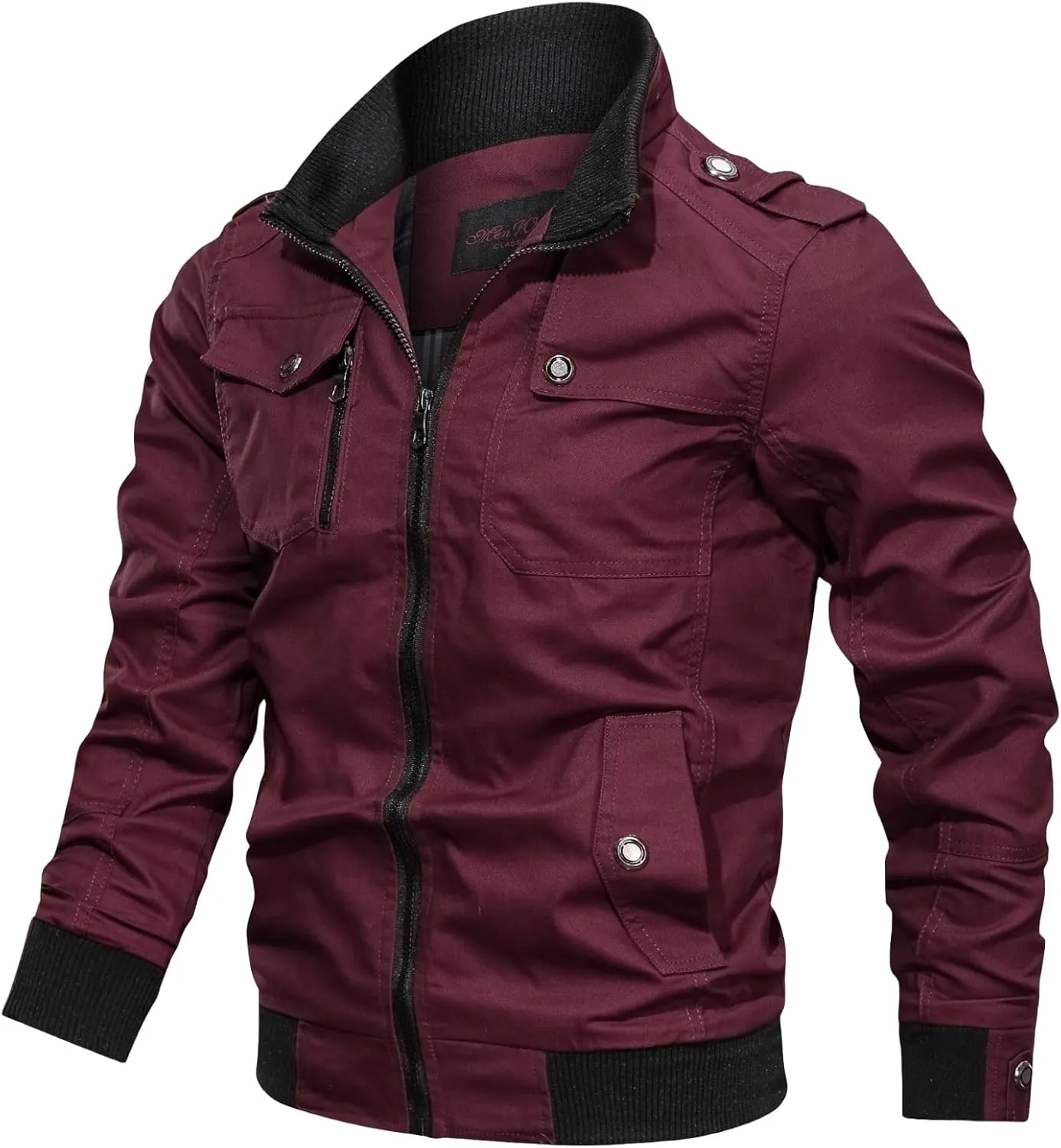 Thatrich Men's Bomber Jacket Lightweight Casual Motorcycle Jackets Cargo Trench Coat Cropped Windbreaker Flight Jackets Coats