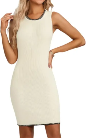 Verdusa Women's Sweater Dress Sleeveless Wedding Guest Fall Knit Tank Bodycon Mini Dresses