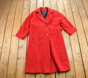 Vintage 1980s 100% Red Wool Overcoat