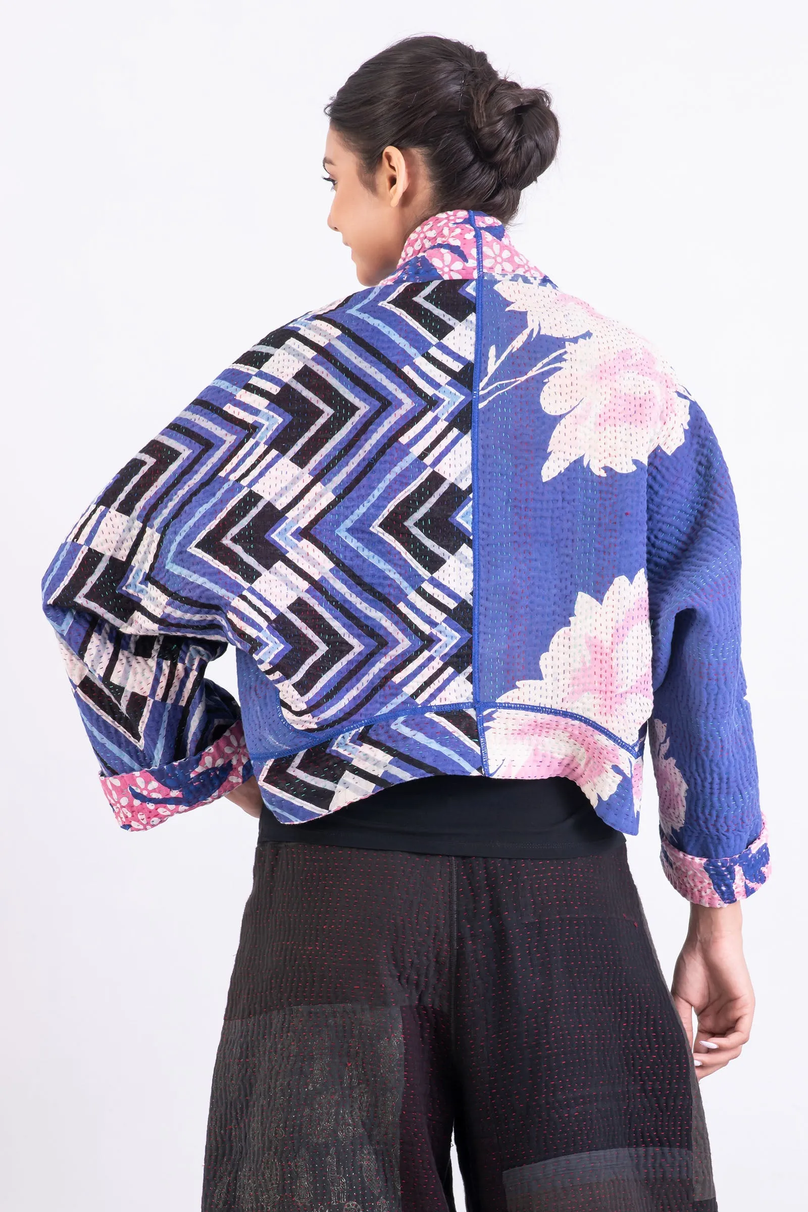 VINTAGE COTTON KANTHA DOLMAN SHORT JKT